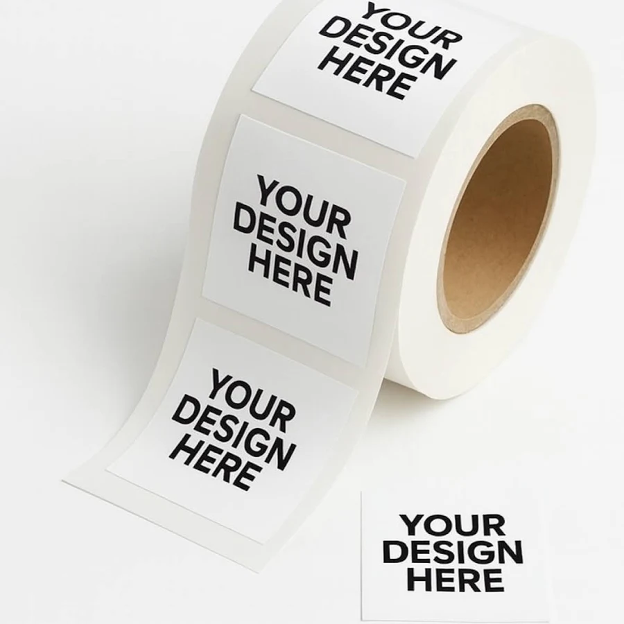 Muka Custom Labels Roll With Any Design And Logo, Personalize Your Business Stickers, 3.5 Inch Qty 360 Square Labels - Sample