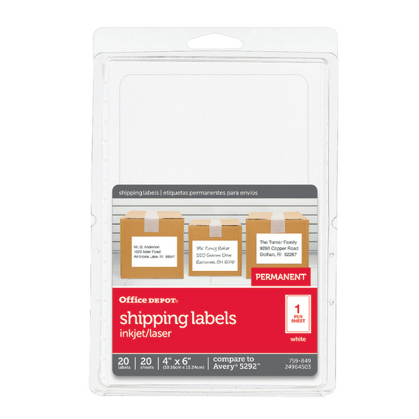 Office Depot Permanent Inkjet/Laser ID Labels