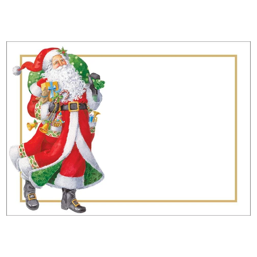 Caspari Woodland Santa Self-Adhesive Labels