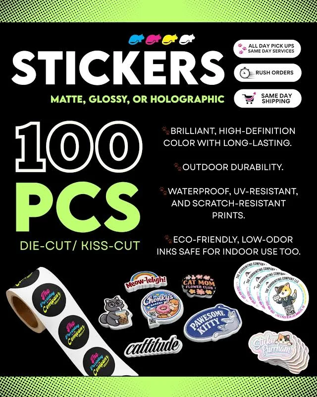 Vinyl Sticker 100pcs 2" / 3 MIL MATTE / DIE CUT (CUT TO THE GENERAL SHAPE CUT INDIVIDUALLY)
