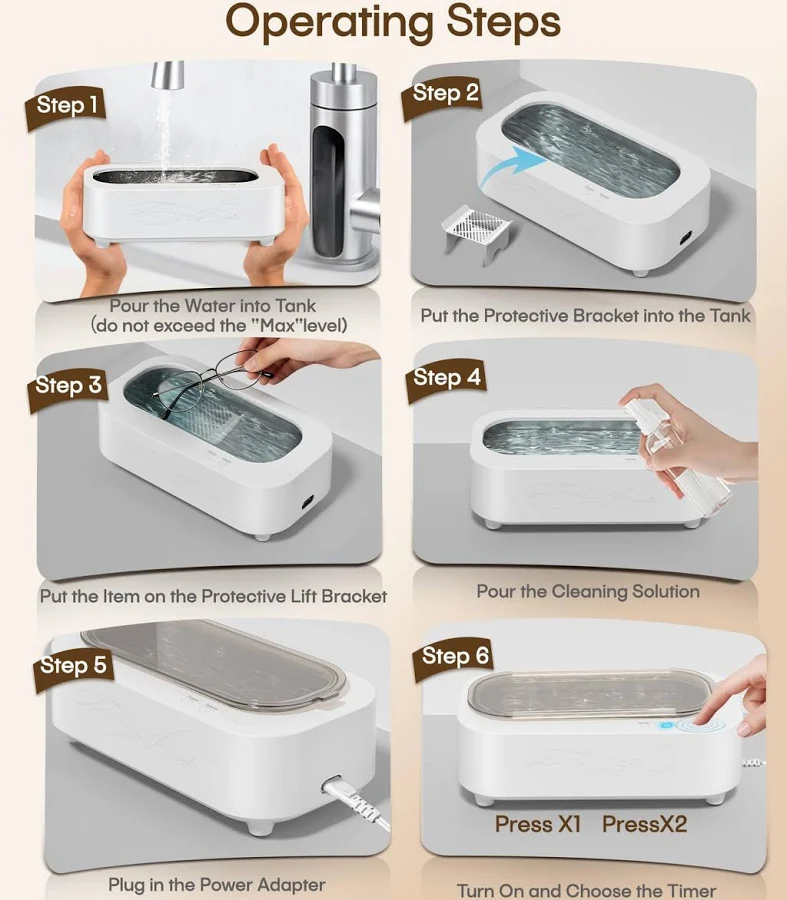 Ultrasonic Cleaner, 48KHz Ultrasonic Jewelry Cleaner for Retainer,Eyeglass