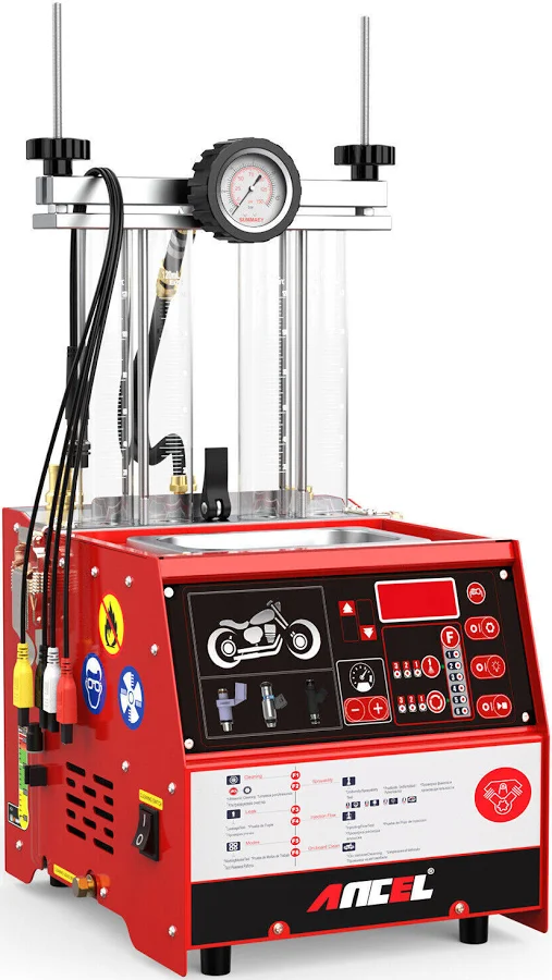 ANCEL AJ400 M Injector Cleaning Machine, Ultrasonic Fuel System Cleaner Injection Tester 4 Cylinders for Motorcycle 110V or 220V 11 Main Functions