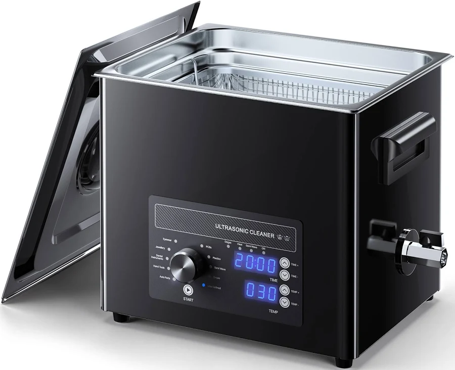 VEVOR 10L Ultrasonic Cleaner Professional Ultrasonic Cleaner Machine with Knob Control Stainless Steel Cleaning Machine with Basket and Cleaning Ball