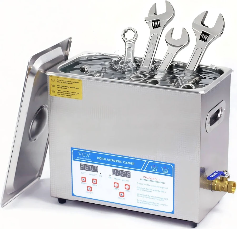 VUA 6L Commercial Ultrasonic Cleaner with Digital Timer & Heater, Professional Ultrasonic Parts Cleaner, Ultra Sonic Cleaning Machine with 300W Heated