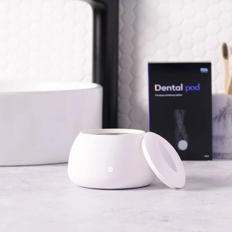 The Original Dental Pod Ultrasonic Cleaner for Dentures, Retainers, Invisilign, Nightguards, & Dental Devices by Zima | Arctic White
