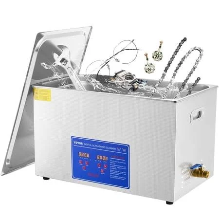 Shunjitai Jps-100a Digital Ultrasonic Cleaner Provides 40kHz High-Frequency Cleaning with Adjustable Heating, a 27.2-Liter Large Capacity and a 