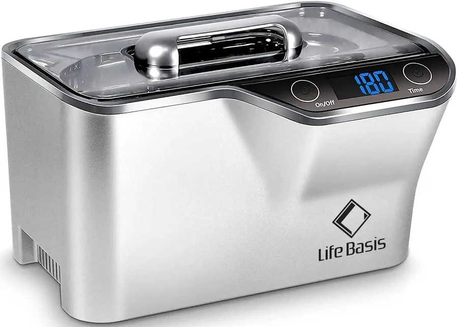 Ultrasonic Cleaner 45kHz 35W 20oz Digital Timer Pro Grade Jewelry Cleaner for Rings Coins Watches Dentures Silver Glasses with Watch Holder 600ml Powe