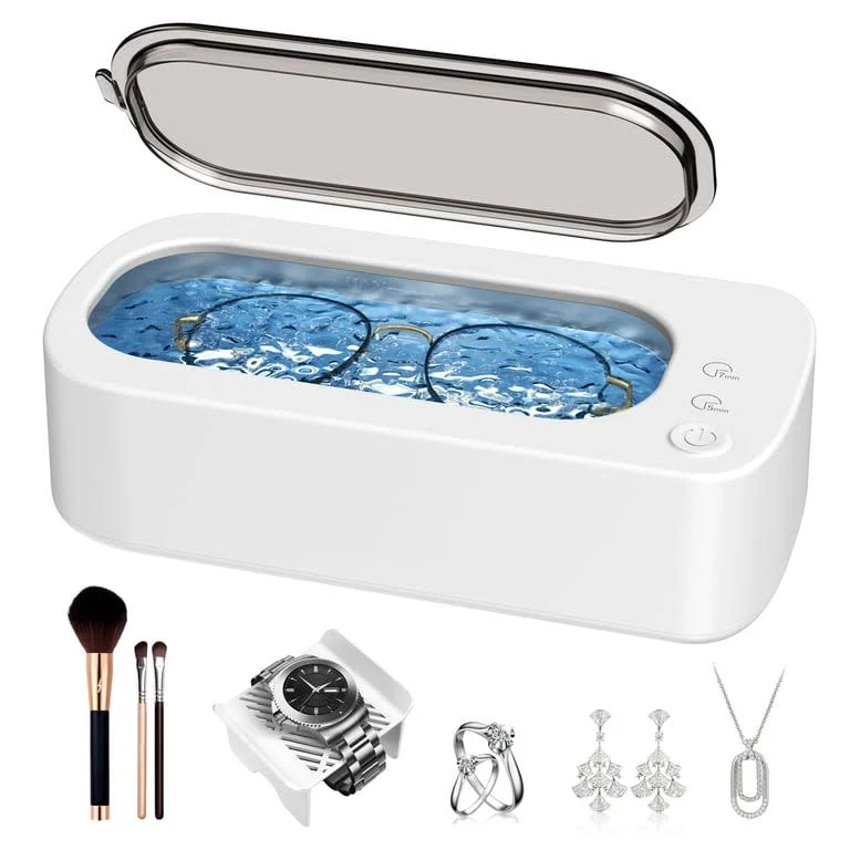 OSLTWI Ultrasonic Jewelry Cleaner Machine 48KHz Ultra Sonic Cleaner For Jewelry,Eyeglass,Rings,Watch Band,Dentures,with Dual Cleaning Modes,350ML 304
