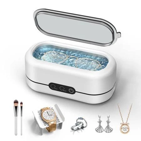 Ultrasonic Jewelry Cleaner, 48KHz Ultrasonic Cleaner Machine for Jewelry, Eyeglasses, Rings, Watch Strap, Dentures- Dual Cleaning Modes, 304 Stainless