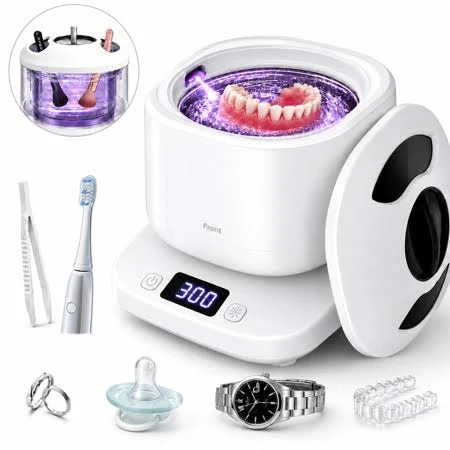 Ultrasonic Retainer Cleaner, 45kHz Retainer Cleaner Machine with Detachable Tank, Portable Dental Pod for Aligners, Mouth Guards, Jewelry, Dentures, 