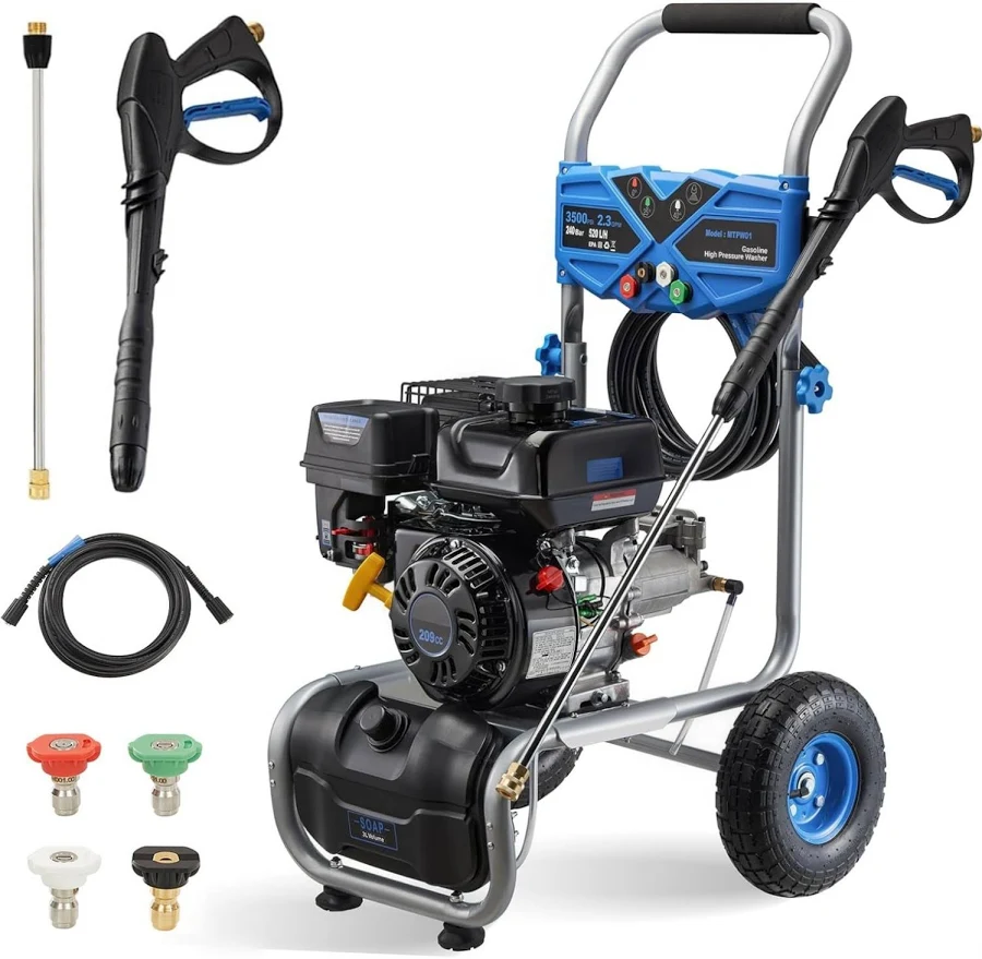 Efurden 3500 PSI 2.3 GPM Gas Pressure Washer with 209cc OHV Engine – for Walls, Terraces, Vehicles, and Garden