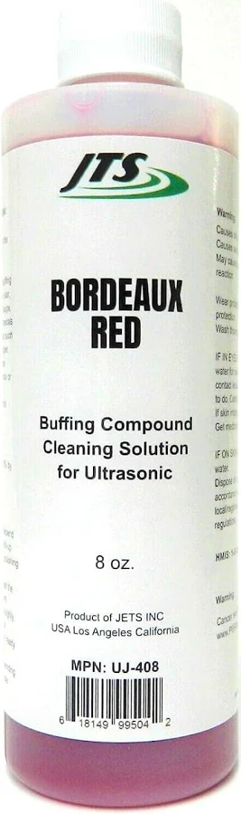 Jewelry Ultrasonic Solution Cleaner JTS Bordeaux Red 8 oz. Jewelry Metal Parts Cleaner Concentrate US Made