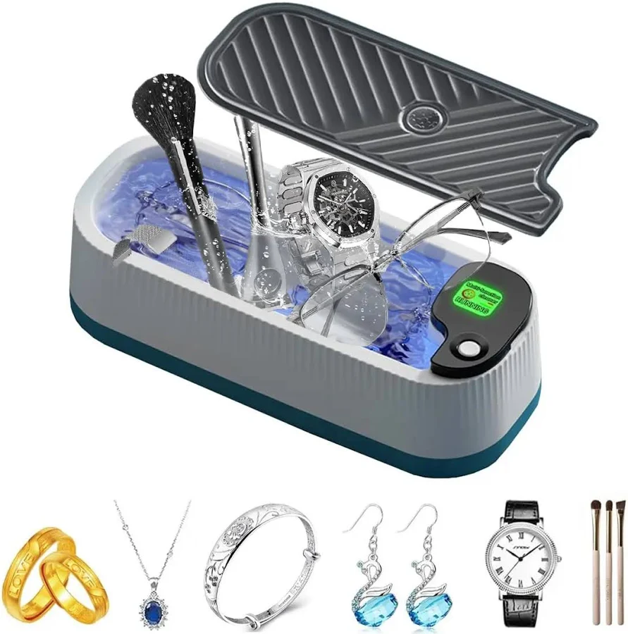 Ultrasonic Cleaner,Professional Ultrasonic Jewelry Cleaner Appliance, Rechargeable Multi-Purpose Cleaning Wash for Jewelry, Glasses, Watches,Rings & 