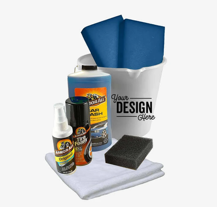 48ct. Custom Complete Car Wash 7 Piece Kit - White- 1-Color Text or Art Design