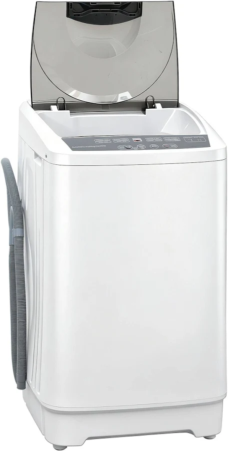 BEARSOLIM Compact Washer Portable Washing Machine Full Automatic Washer with 8 Programs and 6 Water Levels White Stainless Steel