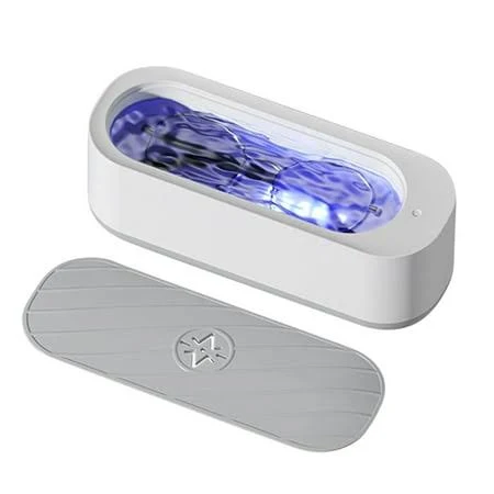Portable Ultrasonic Cleaner Machine with Blue Light Technology for Glasses Jewelry Dentures and Shavers Battery Operated Using 2 AA Batteries for 