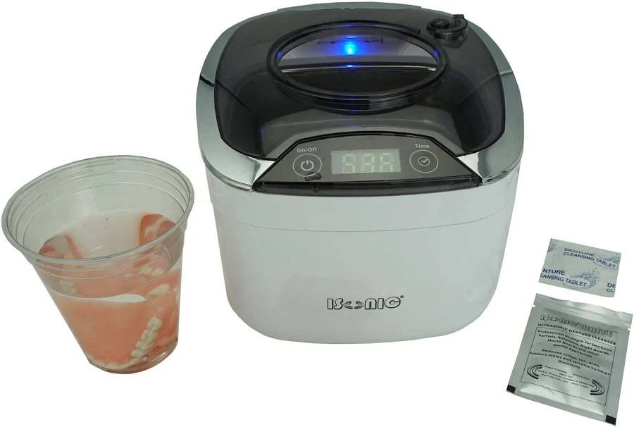 Isonic DS400B Miniaturized Commercial Ultrasonic Denture/Aligner/Retainer Cleaner