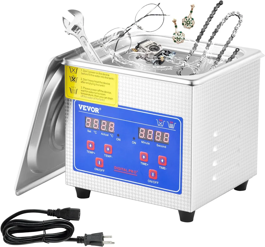 VEVOR Professional Ultrasonic Cleaner 0.3 L Ultrasonic Jewelry Cleaner with Digital Timer and Heater Stainless Steel Industrial Sonic Cleaner 40kHz