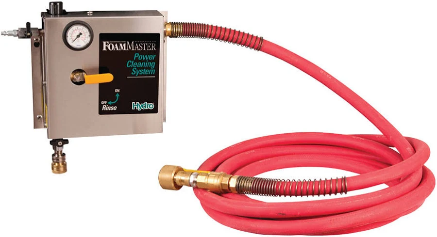 FoamMaster Cleaning System, Wall Mount, 25' Rubber Hose and Foam Nozzle, 5:1 to 240:1 Dilution Range, 10' to 25' Foam Throw, Single Chemical