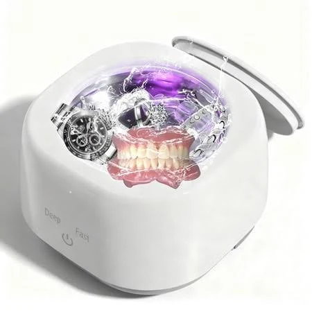Ultrasonic Cleaner for Retainers, Dentures, Aligners, Jewelry & More - 48kHz Portable Dental Device with 2 Modes, Stainless Steel Tank for Braces, 