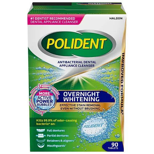Polident Denture Cleanser Overnight Whitening