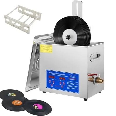 Sihao 6L 40kHz Ultrasonic Vinyl Cleaner 7-12 Inch 8 Records Ultrasonic Vinyl Cleaning Machine 180w Ultrasonic Records Cleaner Stainless Steel Tank w/ 