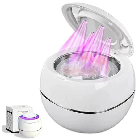 Ultrasonic UV Cleaner for Dentures,45khz Dental Pod Cleaner, UV Dental Retainer Cleaner Machine with Digital Timer for Night Guards, Braces, Aligner, 