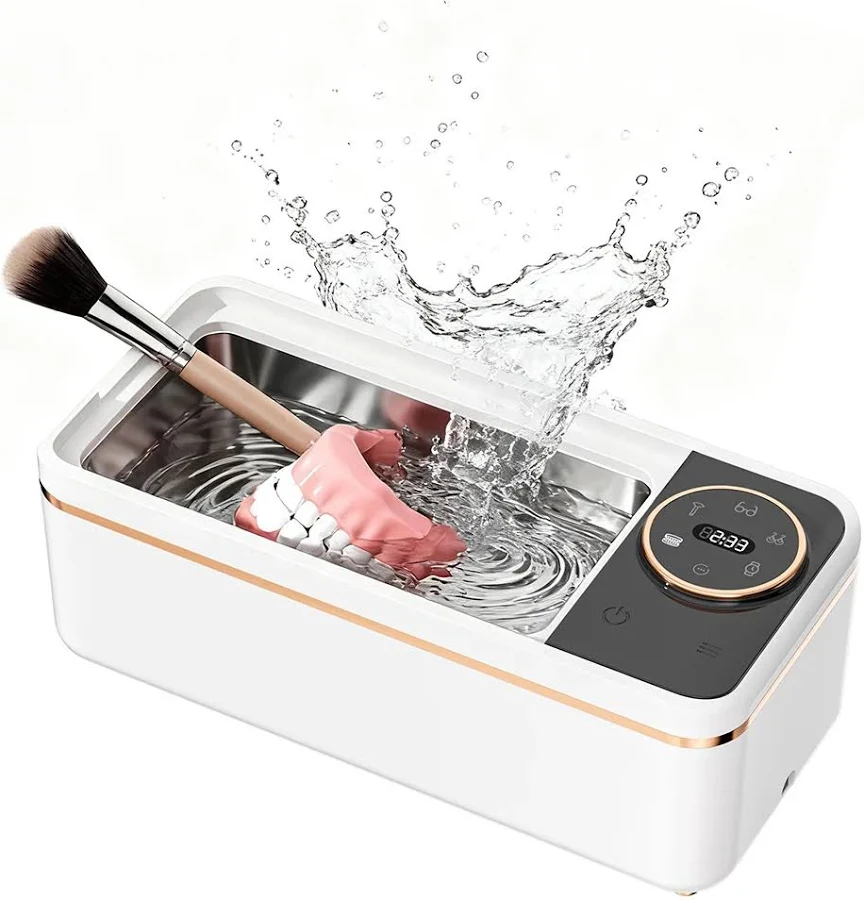 Ultrasonic 48KHZ Glasses Cleaner Machine, Soundwave technology Denture Cleaner, Jewelry & Makeup