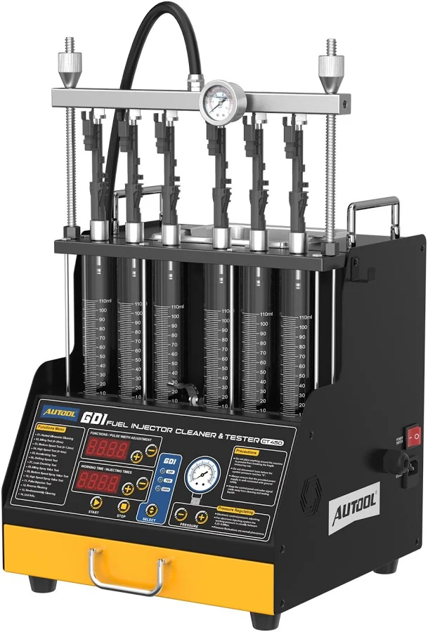 Heated Ultrasonic Fuel Injector Cleaner & Tester for GDI/EFI/FSI, 6-Cylinder - AUTOOL CT450 220V