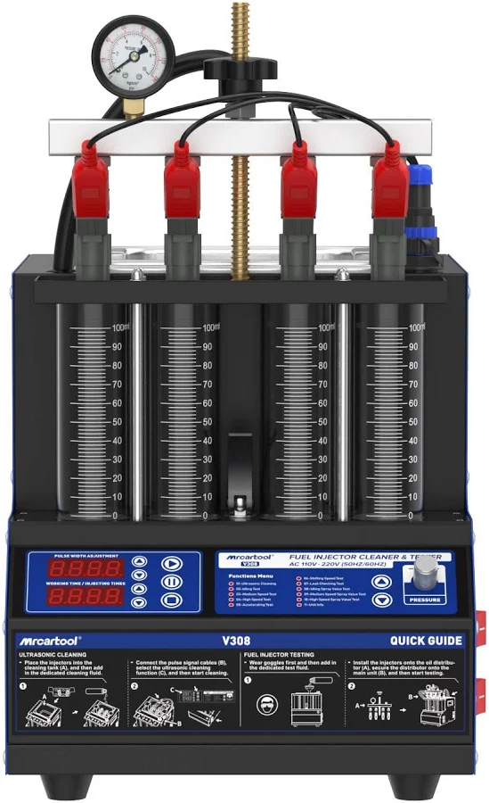 Automotive Ultrasonic Fuel Injector Cleaner Tester Car Nozzle Cleaning Machine | OBD Interface | 110 V | 2 Year Warranty