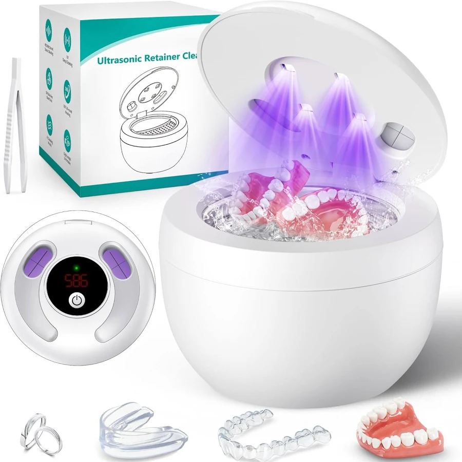 Upgraded Ultrasonic Retainer Cleaner Machine, 45khz Ultrasonic