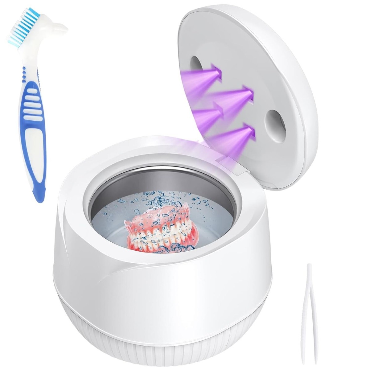 Ultrasonic Retainer Cleaner, 45kHz Retainer Cleaner Machine For Dentures, Mouth Guards, Aligner, Toothbrush Heads, Jewelry, 4 Modes Denture Cleaner 