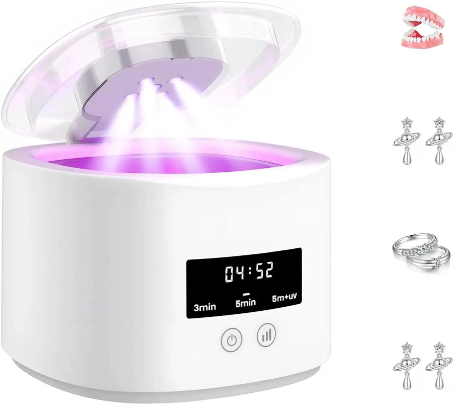 Rechargeable Ultrasonic Retainer Cleaner With 50KHz Cleaning Power, Upgraded Motor, 4.0 Smart Chip And Smart Noise Reduction, 280Ml Capacity For Dentu