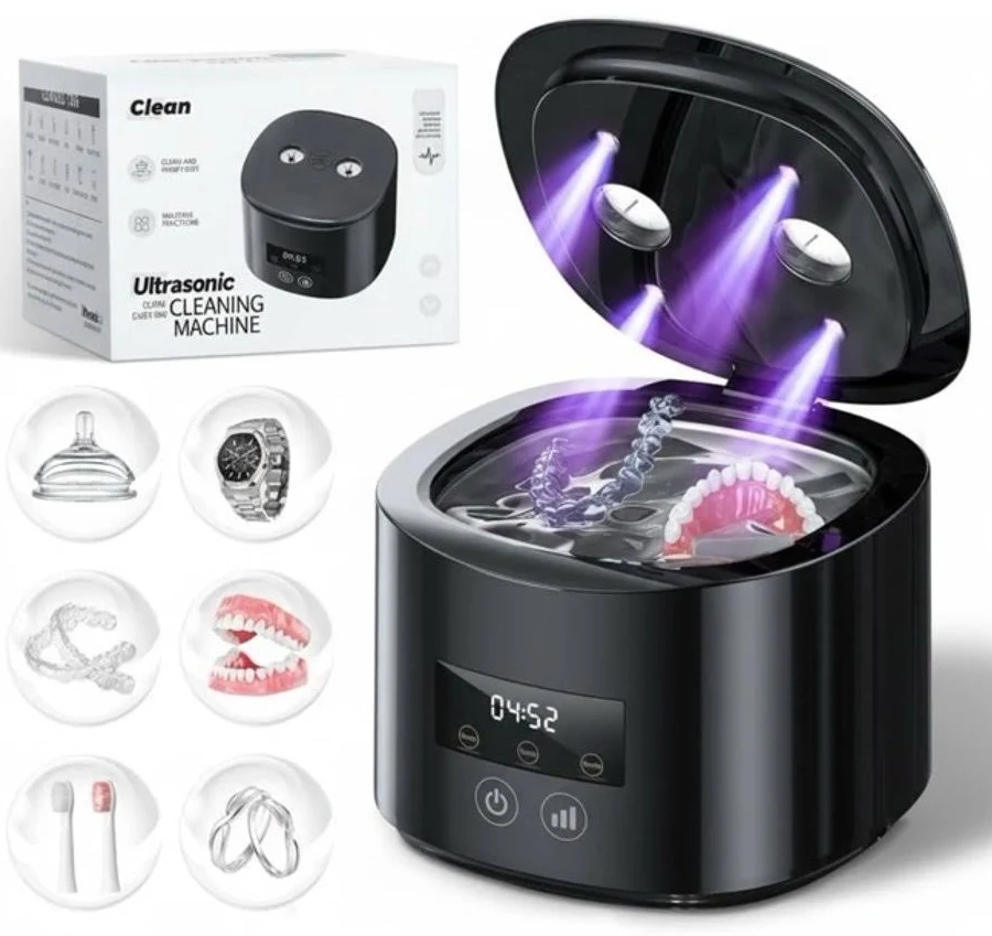 Ultrasonic Retainer Cleaner Machine, 50kHz Dental Cleaning Pod For Night Guards - New Home