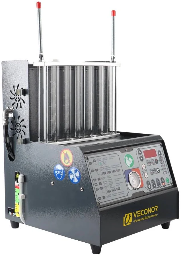 VEVOR Auto Fuel Injector Cleaner Tester 6 Cylinder Car Motorcycle Fuel Cleaning Tools Ultrasonic Cleaning Trough