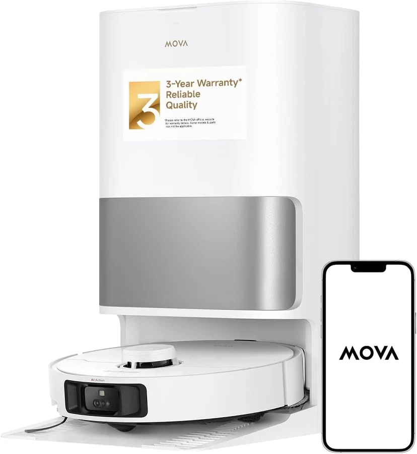 Mova P10 Pro Ultra Robot Vacuum and Mop 13,000Pa Suction 140°F Hot Water Auto Mop Washing & Drying