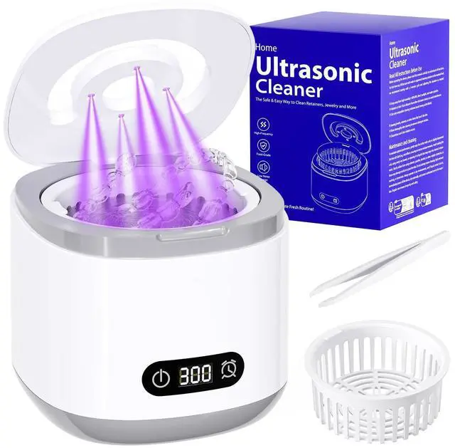 Ultrasonic Retainer Cleaner, 45kHz Retainer Cleaner Machine with LED Digital Auto Timer, 200ML Ultrasonic Cleaner wiht 3 Retainer Cleaner Modes for 