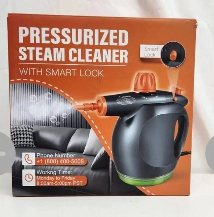1250W Powerful Handheld Steam Cleaner with Detergent Container, Safety Lock, Multifunctional, Pressurized