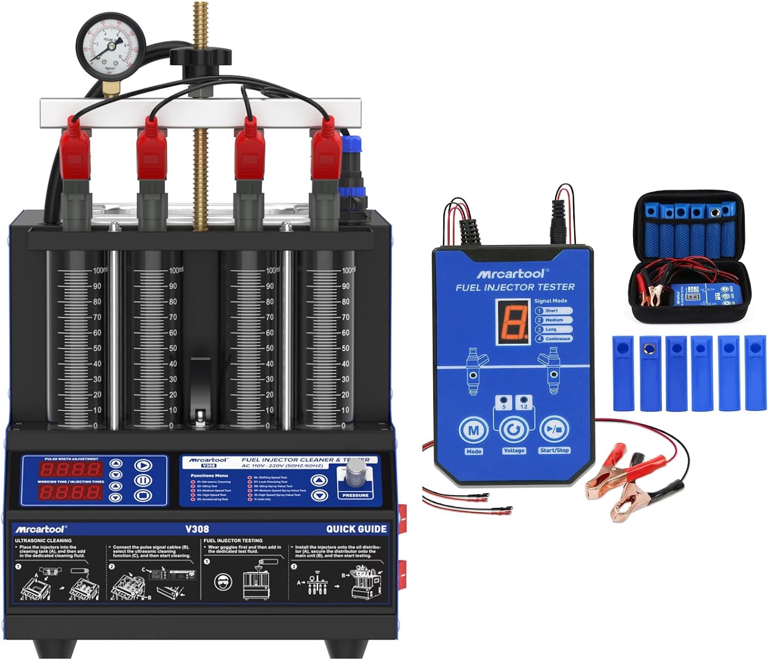 BELEY Injector Cleaner Machine V308 Heated Ultrasonic Fuel Injection Systems Cleaners 4-Cylinder & Fuel Injector Tester