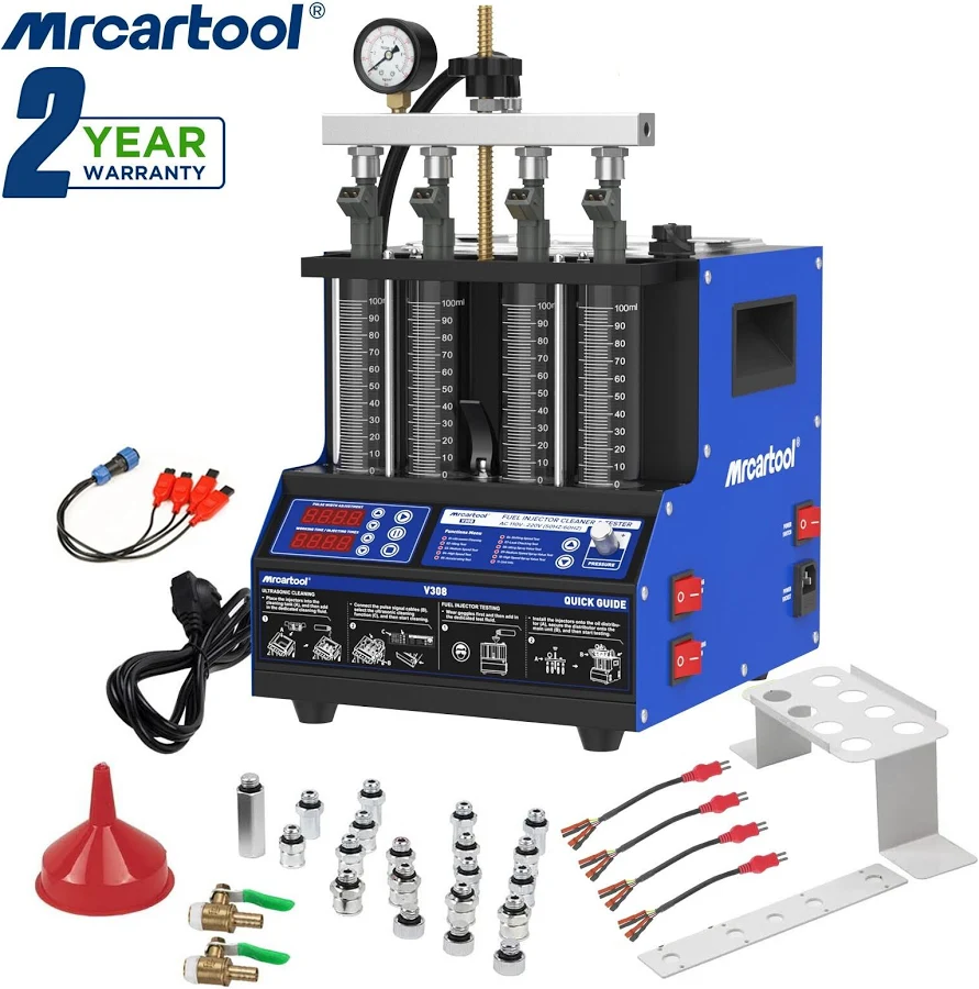 MRCARTOOL V308 Ultrasonic Fuel Injector Cleaner Tester Injector Cleaning Machine | OBDII | 40 kHz | 2 Year Warranty | Heavy Duty/Commercial | DPF