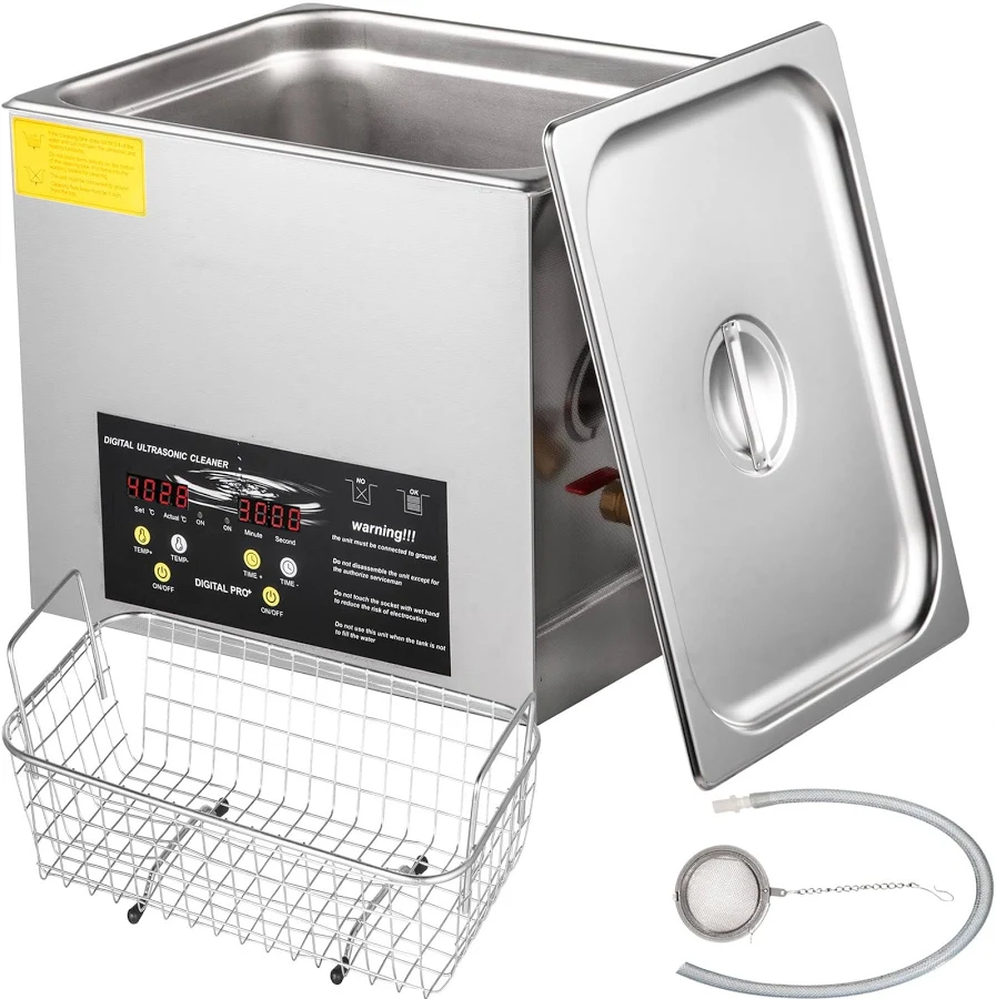 VEVOR 15L Upgraded Ultrasonic Cleaner Professional Digital Lab Ultrasonic Parts Cleaner with Heater Timer for Glass