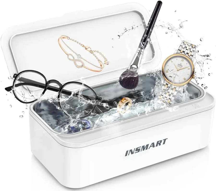 Ultrasonic Jewelry Cleaner 45Khz 450ML Professional Silver Jewelry Cleaner Machine for Rings Retainers Watches Glasses Earrings and More Fast Bright S