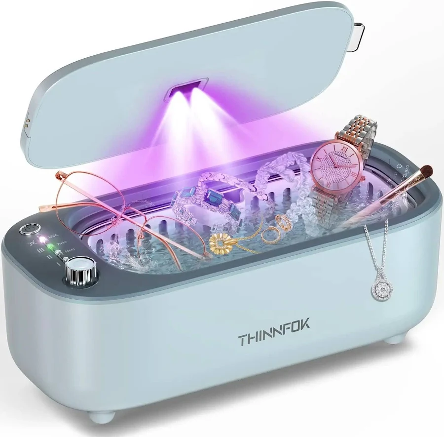 Pro Grade Ultrasonic Jewelry Cleaner With UV Light For A Deep Clean And Variable Frequency 47KHz To 50KHz, Sonic Cleaner Machine For Rings, Glasses, W