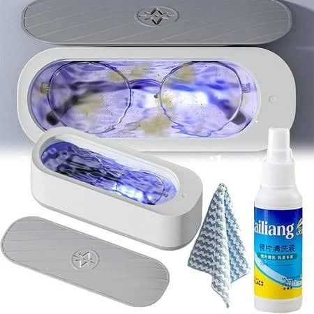 2026 Clearzy Ultrasonic Glasses Cleaner Machine,Rechargeable Eyeglass Cleaner Machine with Liquid,Fast Deep Cleaning for Eyewear,Jewelry (1Set), 