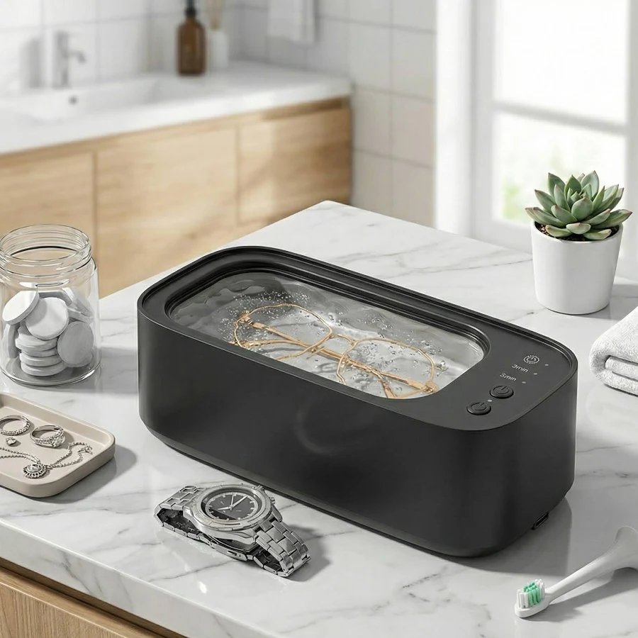 USB Ultrasonic Cleaner High Frequency Vibration Machine for Jewelry, Glasses, Watches and Dentures, Black