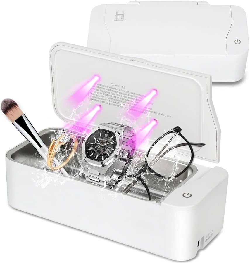 Ultrasonic Jewelry Cleaner, 17oz 48KHz Ultrasonic Cleaner, Sonic Jewelry Cleaner Machine with 2 Timer Modes for Ring, Necklace, Glasses, Watch Strap (