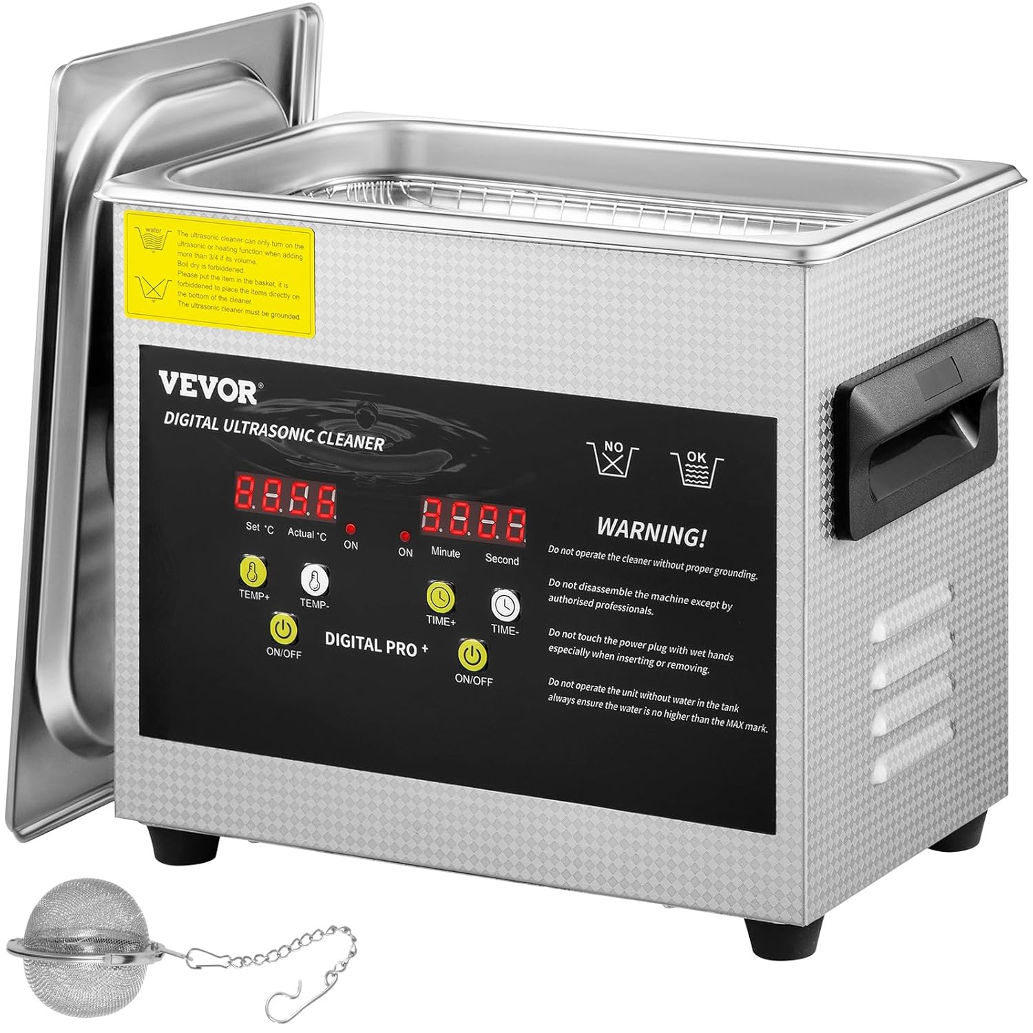 VEVOR 3L Ultrasonic Cleaner with 200W Heater and 120W Digital Lab Parts Cleaner