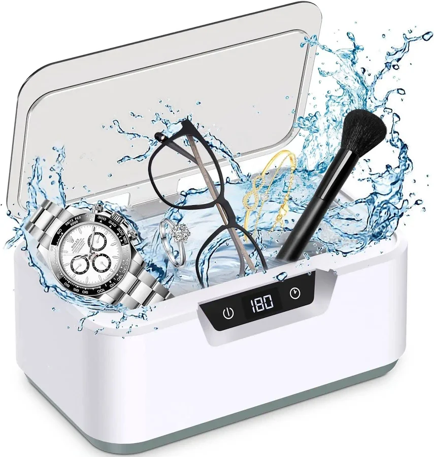 High Frequency Ultrasonic Jewelry Cleaner Machine 48KHz Killer Clean For Rings Necklaces Eyeglasses Watches And Dentures Digital Timer Four Time Modes