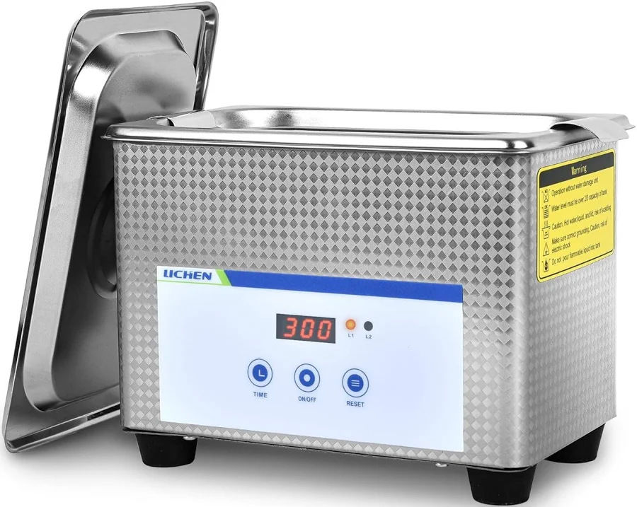 LICHEN 0.8L Ultrasonic Cleaner Professional Ultrasonic Parts Cleaner with Digital Timer, Stainless Steel Jewelry Cleaning Machine for Lab, Jewelry, 