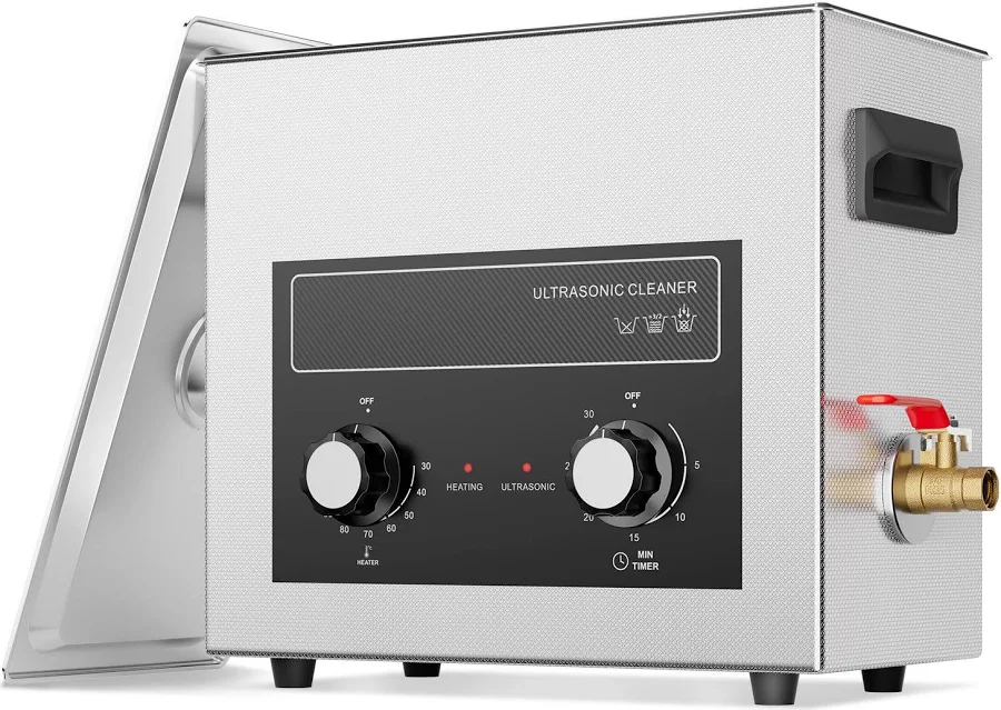 Mecale 6L Ultrasonic Parts Cleaner 180W 40kHz with Heater and Timer and Stainless Steel Basket for Auto Parts Carburetors and Hardware one_size